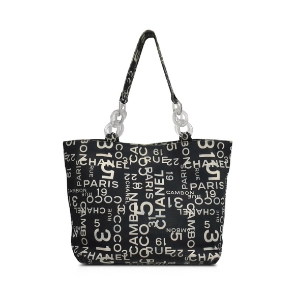 Chanel - "By Sea" - 31 Rue Cambon - Black Logo Canvas Tote Bag in Tie Dye Effect - Picture 2 of 13